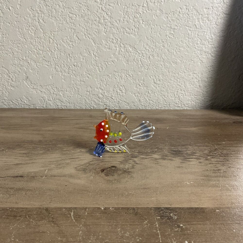 Fish Hand Blown Glass Miniature Figurines Crystal Sculpture